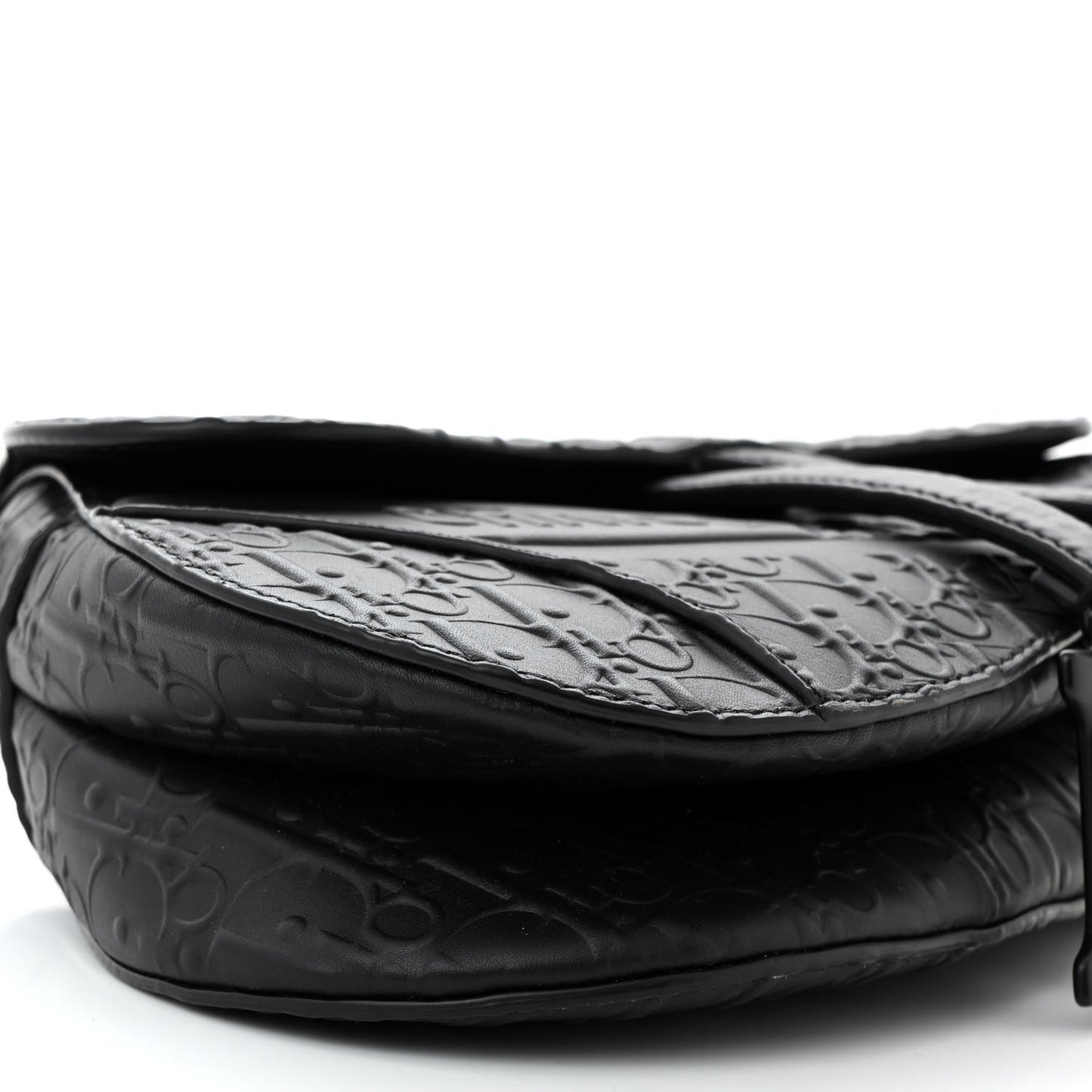 Calfskin Embossed Oblique Saddle Bag Black