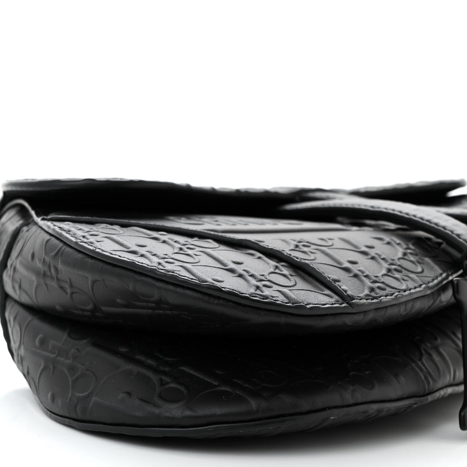 Christian Dior Calfskin Embossed Oblique Saddle Bag Black 9 of 10