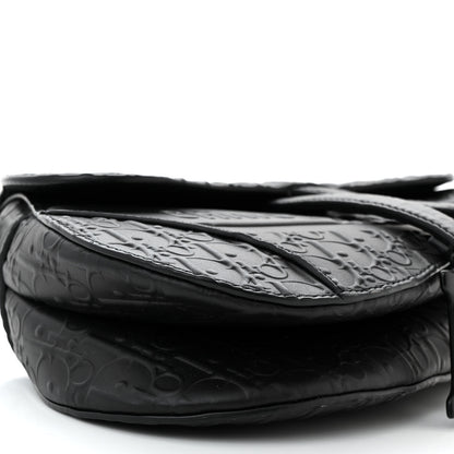 Christian Dior Calfskin Embossed Oblique Saddle Bag Black 9 of 10