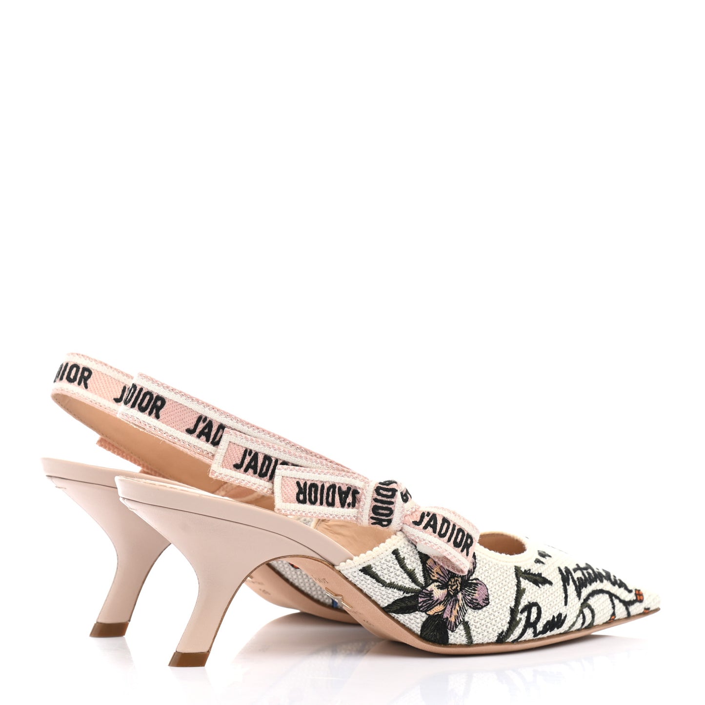 Canvas Ribbon Rose Mutabilis Embroidered J'Adoir Slingback 65mm Pumps 39 Multicolor