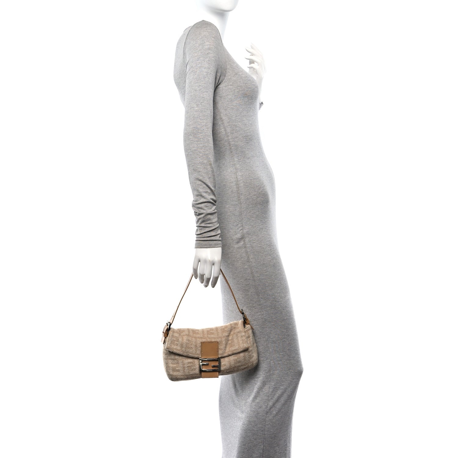 Fendi Wool Zucca Baguette Beige 3 of 9