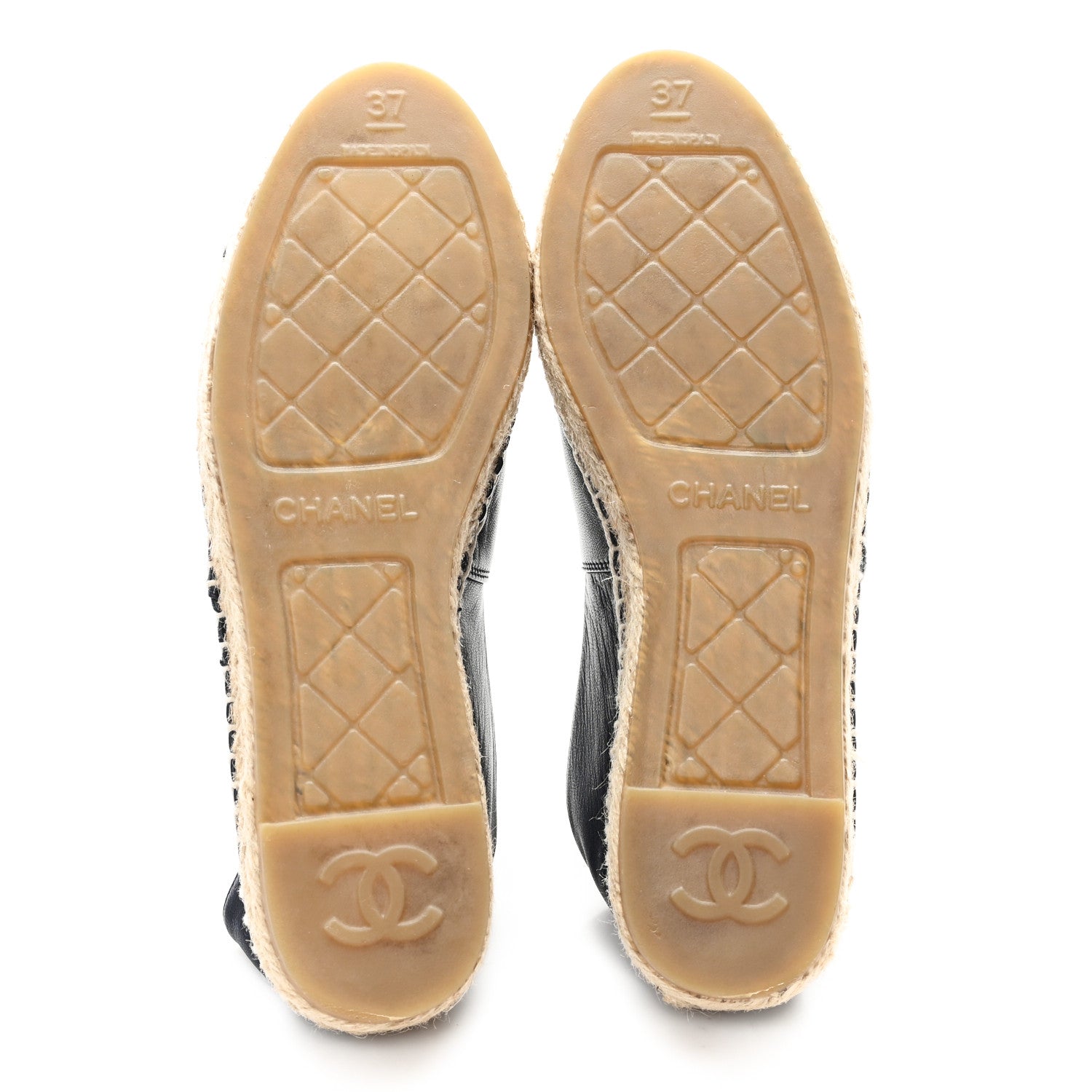 Chanel Lambskin CC Espadrilles 37 Navy Blue Gray 6 of 10