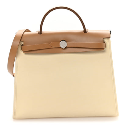 Hermes Vache Hunter Toile Officier Herbag Zip 31 PM Vanille Naturel Sable 1 of 11