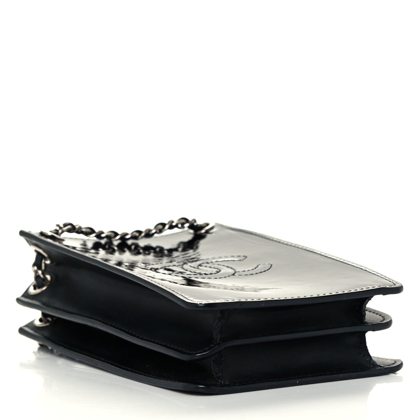 Patent CC Phone Holder Crossbody Black
