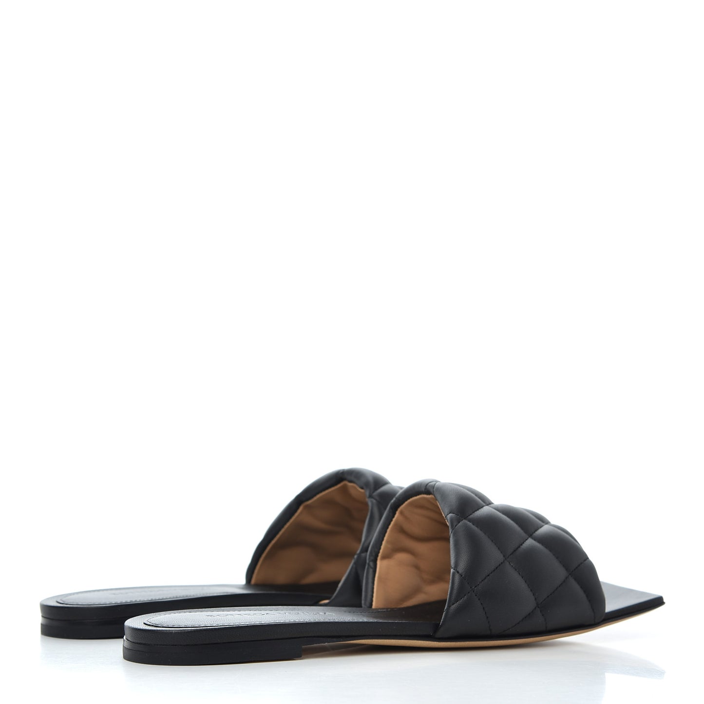 Nappa Matelasse Padded Flat Sandals 37.5 Black