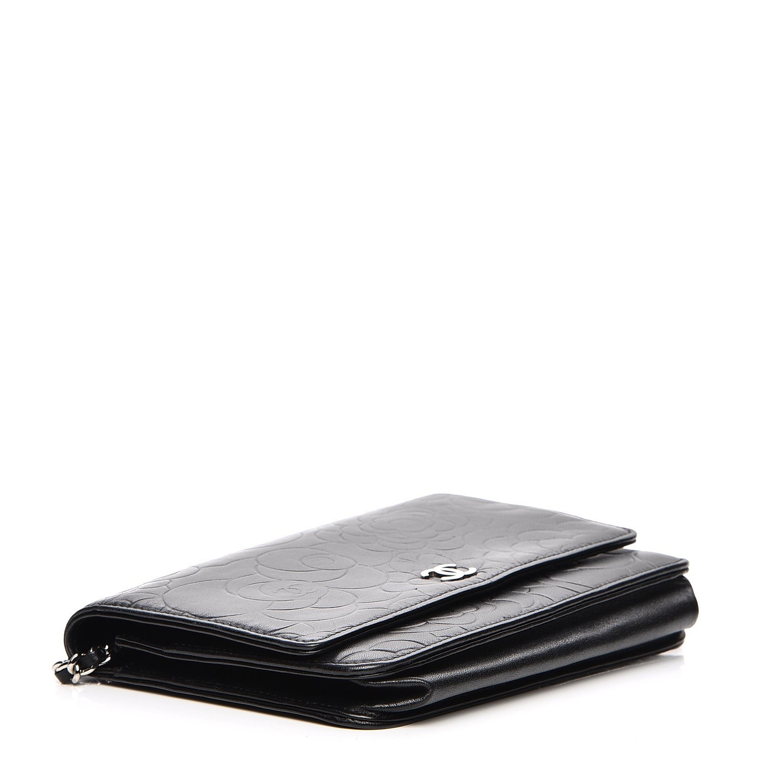 Chanel Lambskin Camellia Wallet on Chain WOC Black 4 of 7