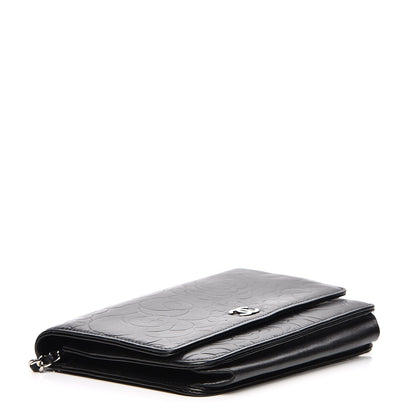 Chanel Lambskin Camellia Wallet on Chain WOC Black 4 of 7