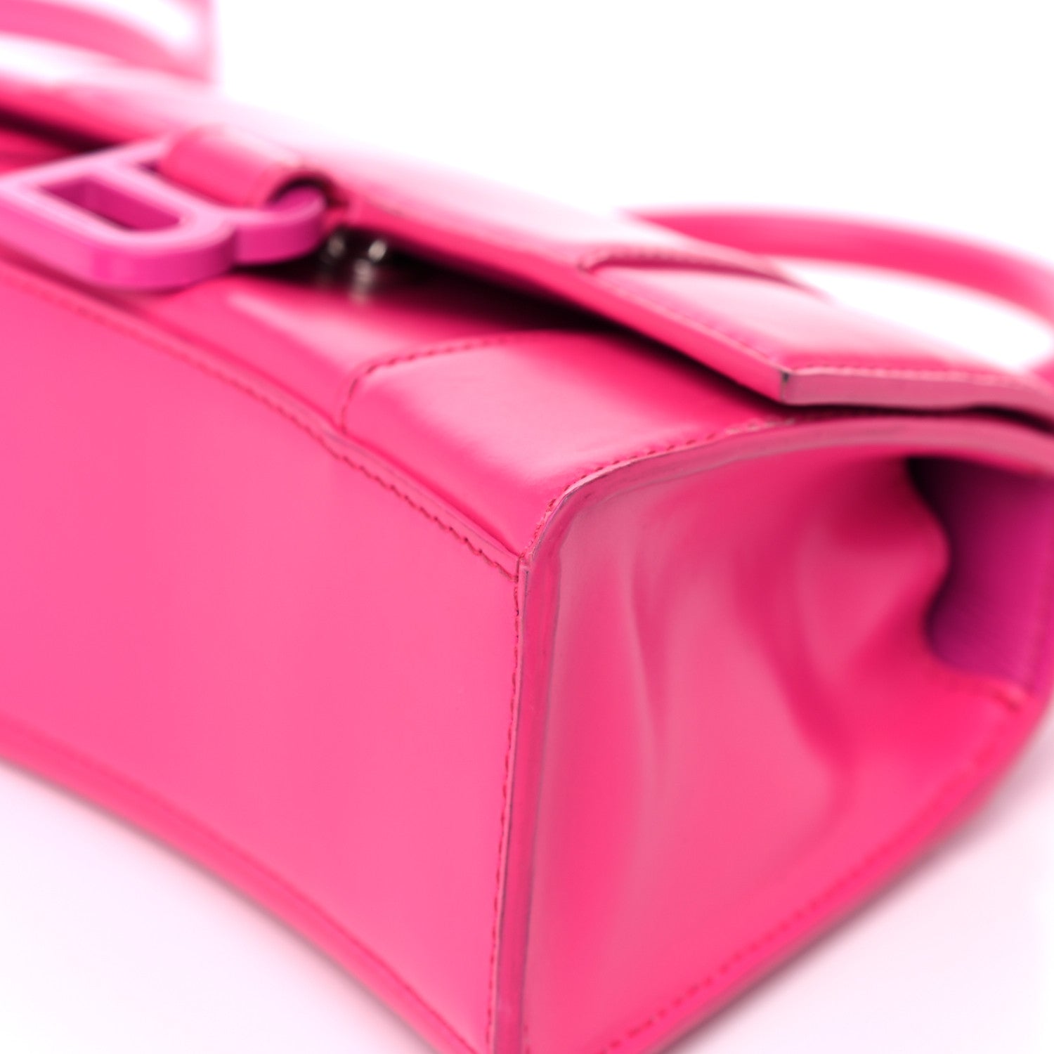 Balenciaga Shiny Box Calfskin Tonal B Hourglass Top Handle Bag XS Fuchsia 7 of 18