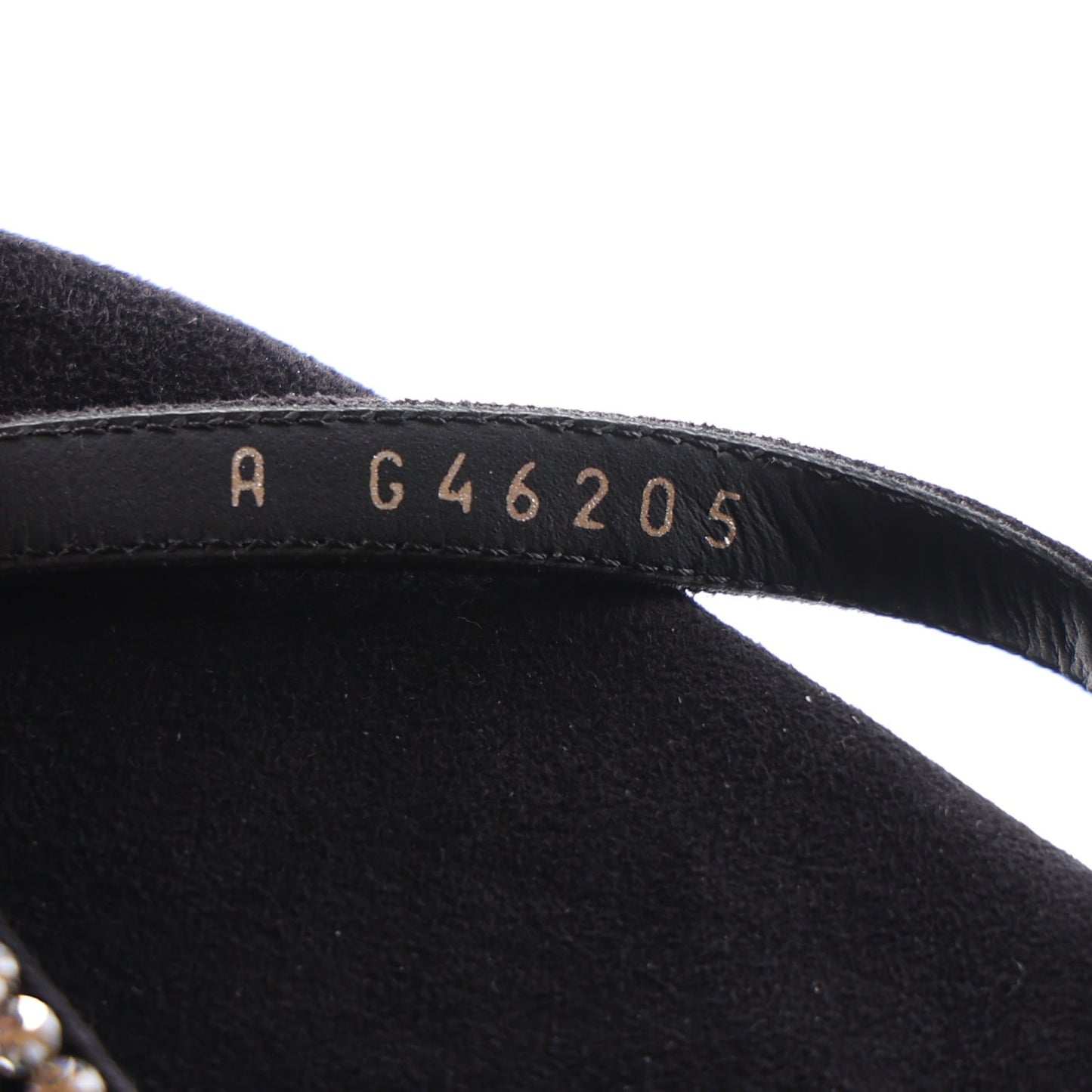 Suede Kidskin Strass CC Thong Sandals 36.5 Black