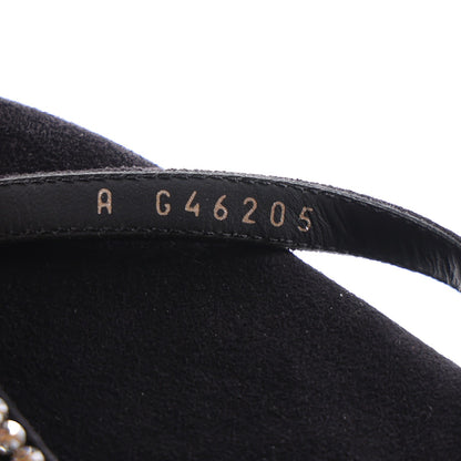 Chanel Suede Kidskin Strass CC Thong Sandals 36.5 Black 7 of 9