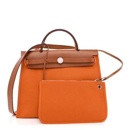 Hermes Vache Hunter Toile Herbag Zip 31 PM Orange Fauve 3 of 14