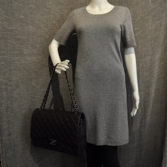 Lambskin Quilted Maxi Double Flap Plum