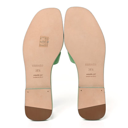 Hermes Epsom Oran Sandals 38.5 Vert Pomme 5 of 9