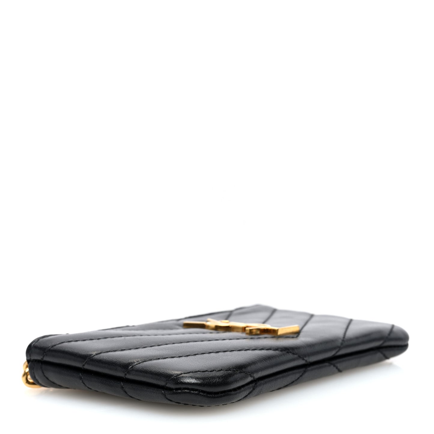 Calfskin Matelasse Monogram Key Pouch Black