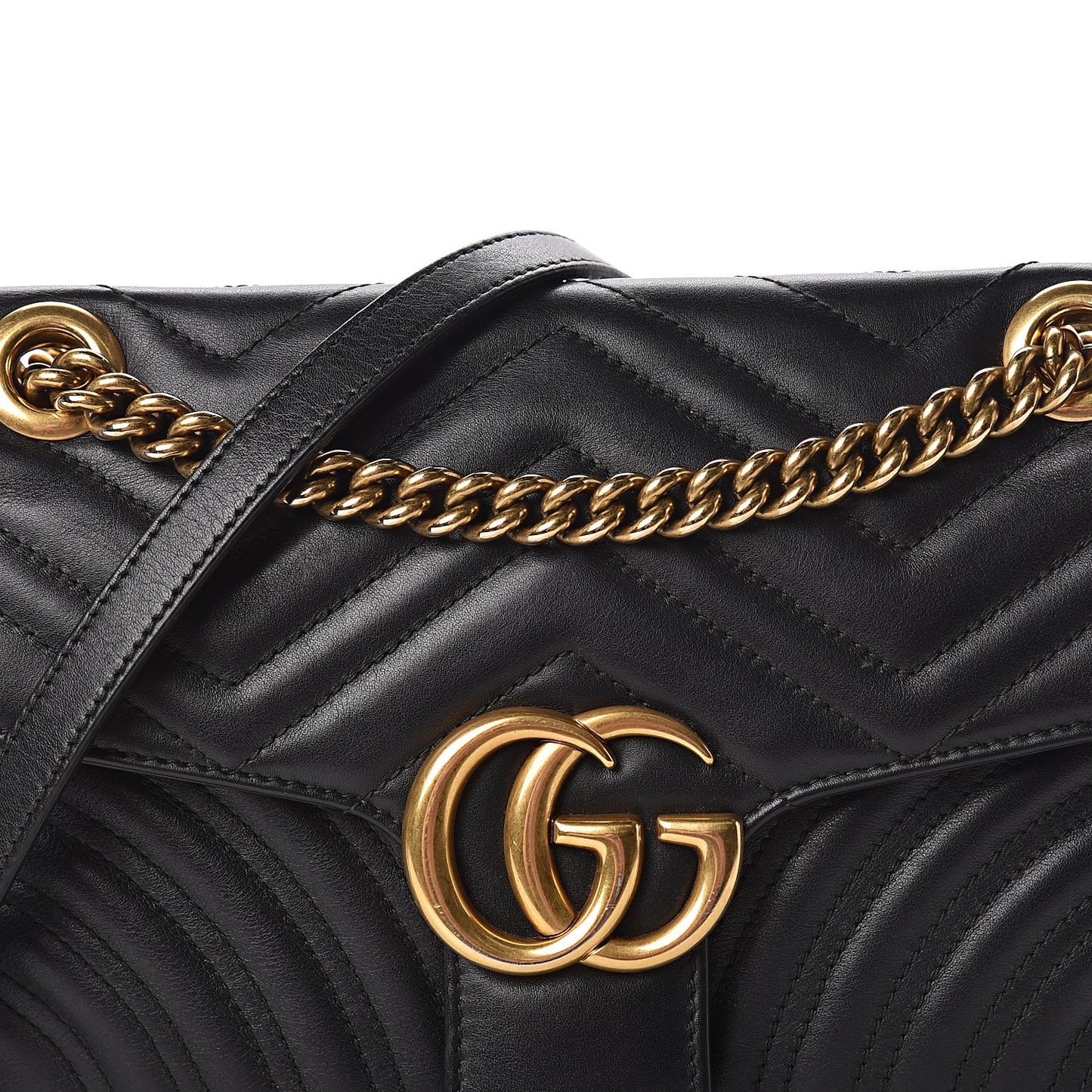 Calfskin Matelasse Small GG Marmont Shoulder Bag Black