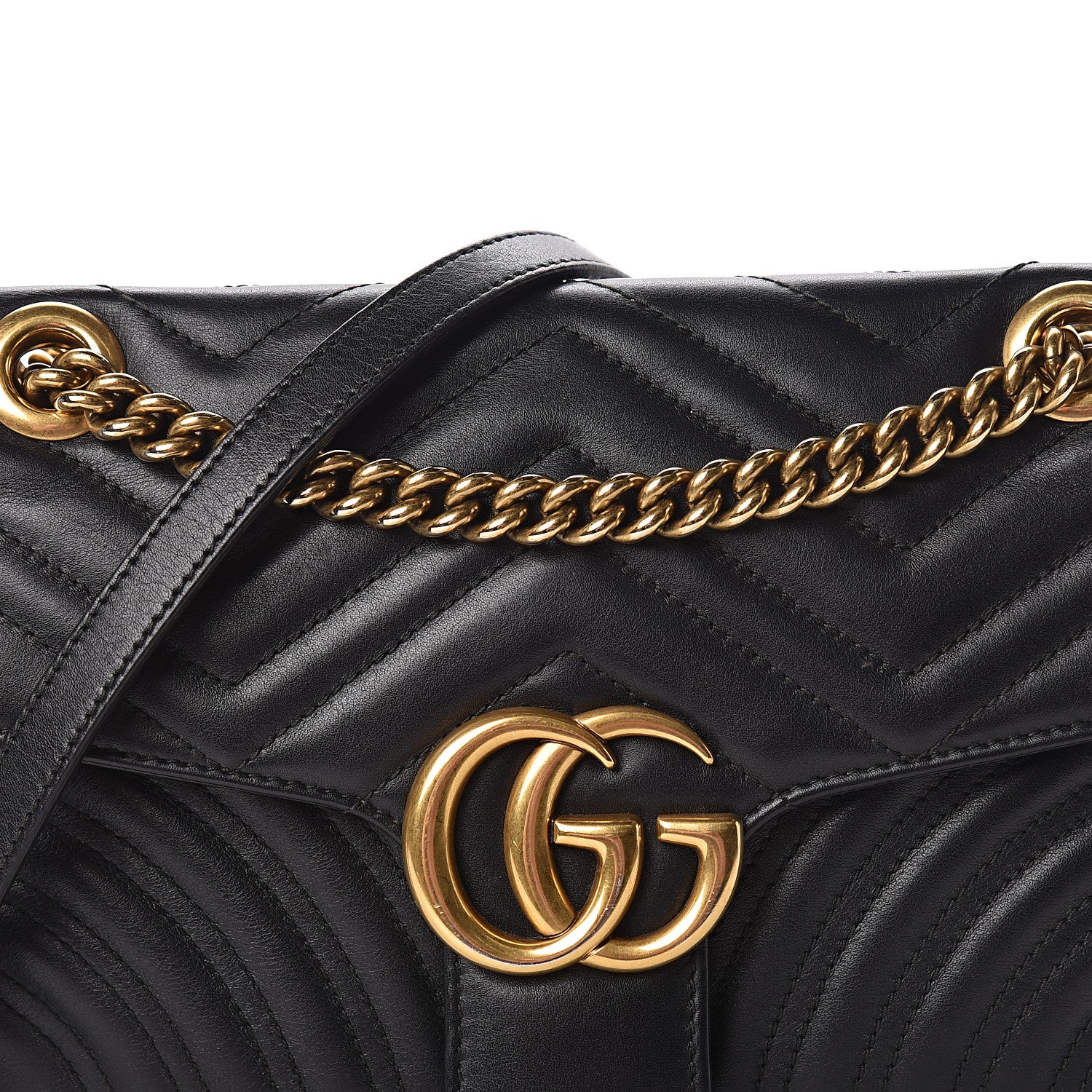 Gucci Calfskin Matelasse Small GG Marmont Shoulder Bag Black 13 of 13