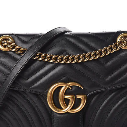 Gucci Calfskin Matelasse Small GG Marmont Shoulder Bag Black 13 of 13