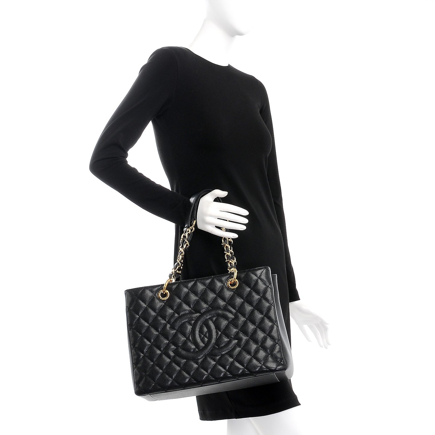 Caviar Quilted Grand Shopping Tote GST Black