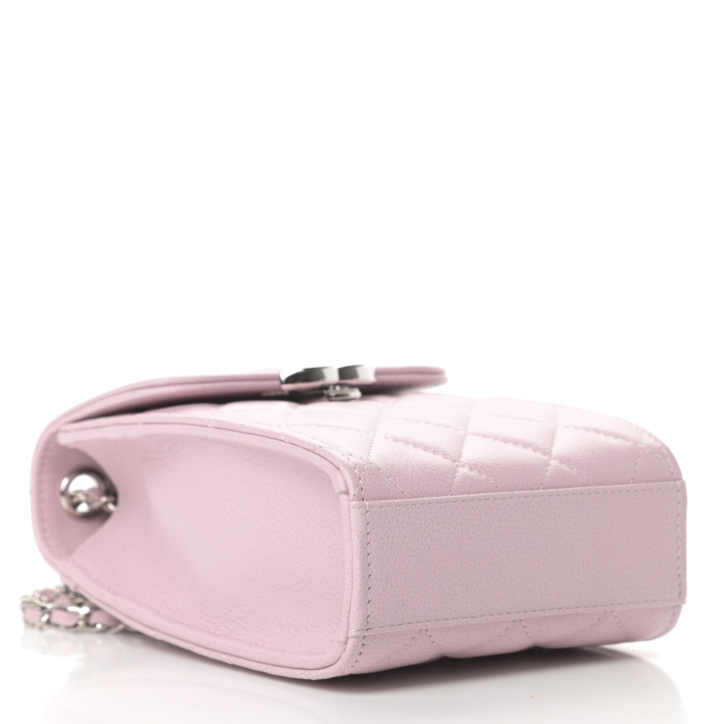 Grained Calfskin Quilted CC Box Clutch With Chain Rose