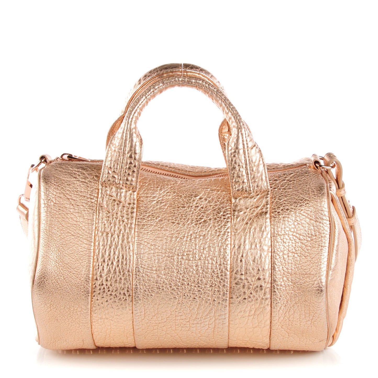 Metallic Pebbled Lambskin Rocco Rose Gold Hardware