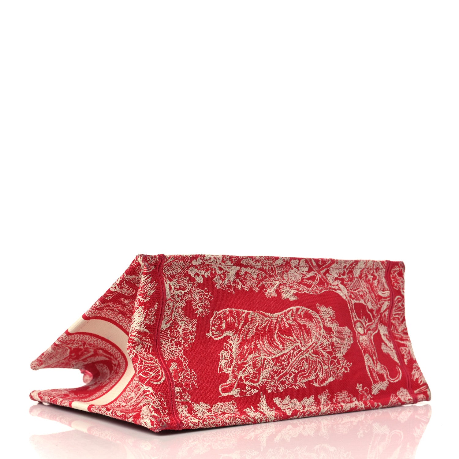 Christian Dior Canvas Embroidered Medium Toile De Jouy Reverse Book Tote Fuchsia 4 of 9