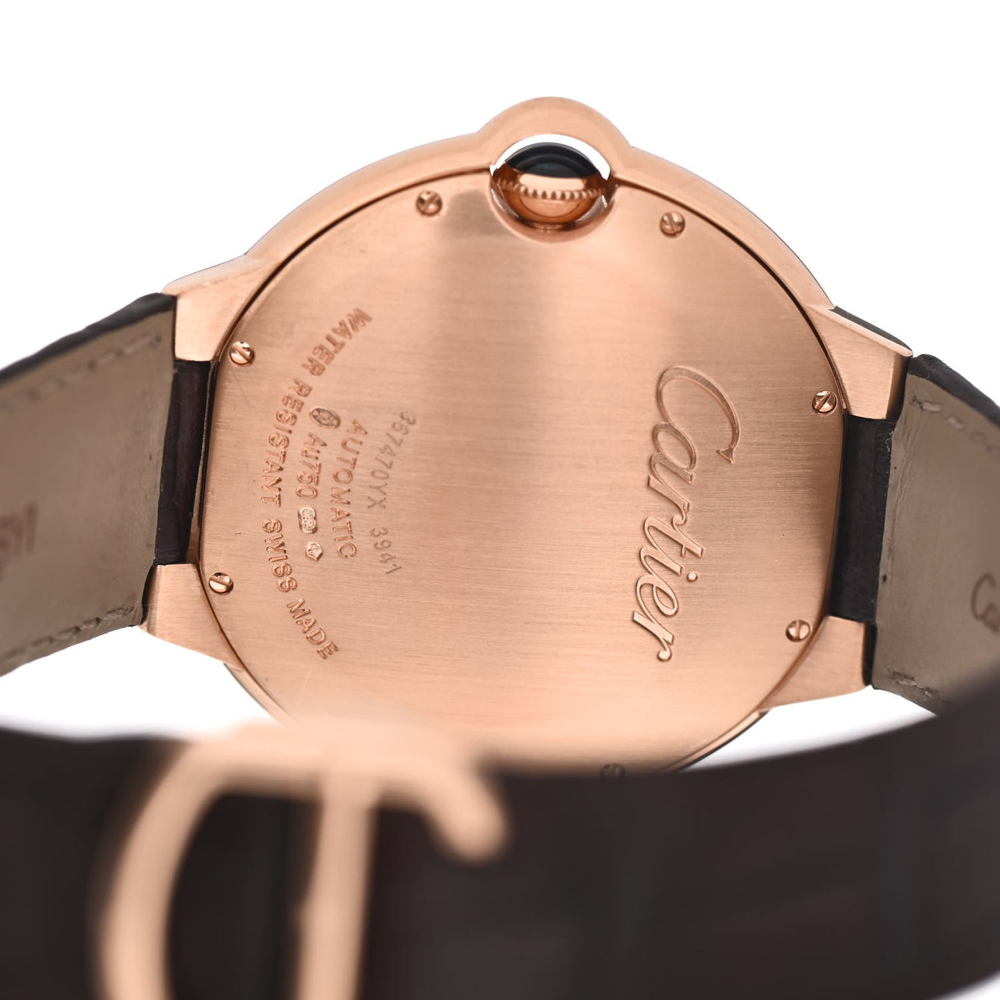 18K Pink Gold Alligator 42mm Ballon Bleu De Cartier Automatic Watch