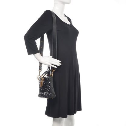 Christian Dior Crinkled Patent Cannage Small Lucky Badges My Lady Dior Black 2 of 12