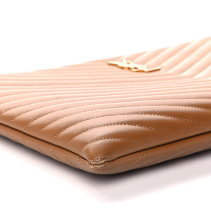 Saint Laurent Calfskin Matelasse Chevron Monogram Document Holder Naturel Dark 9 of 14