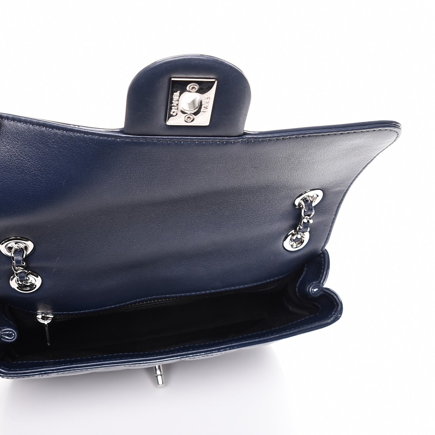 Patent Quilted Small Coco Shine Flap Navy