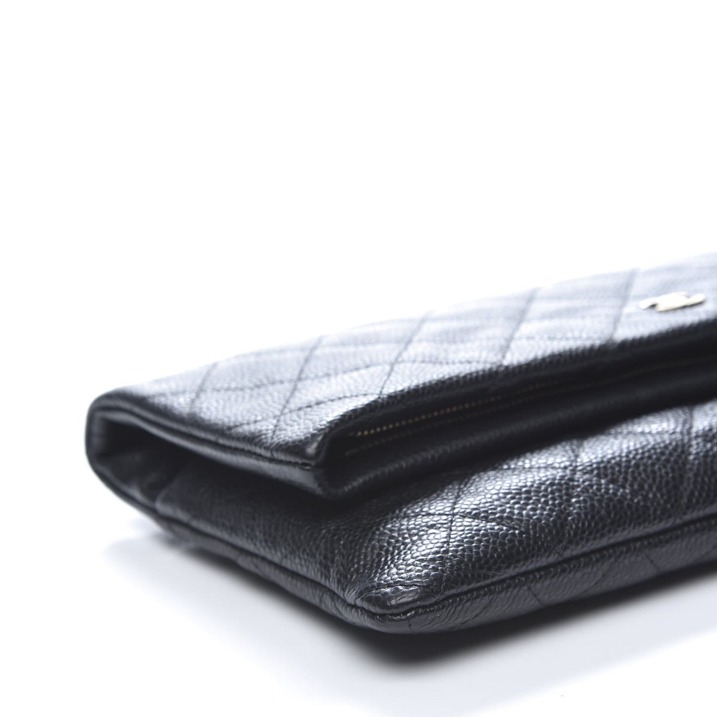 Caviar Quilted CC Beauty Clutch Black
