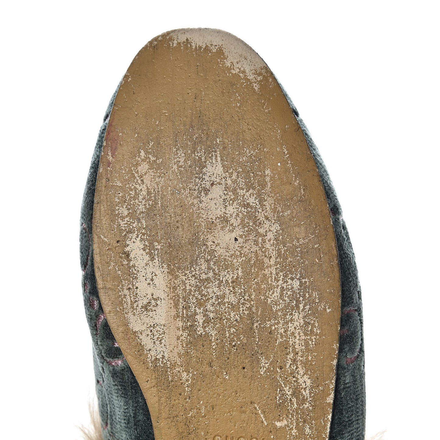 Velvet GG Monogram Fur Womens Princetown Slippers 37.5 Avio Dusty Pink