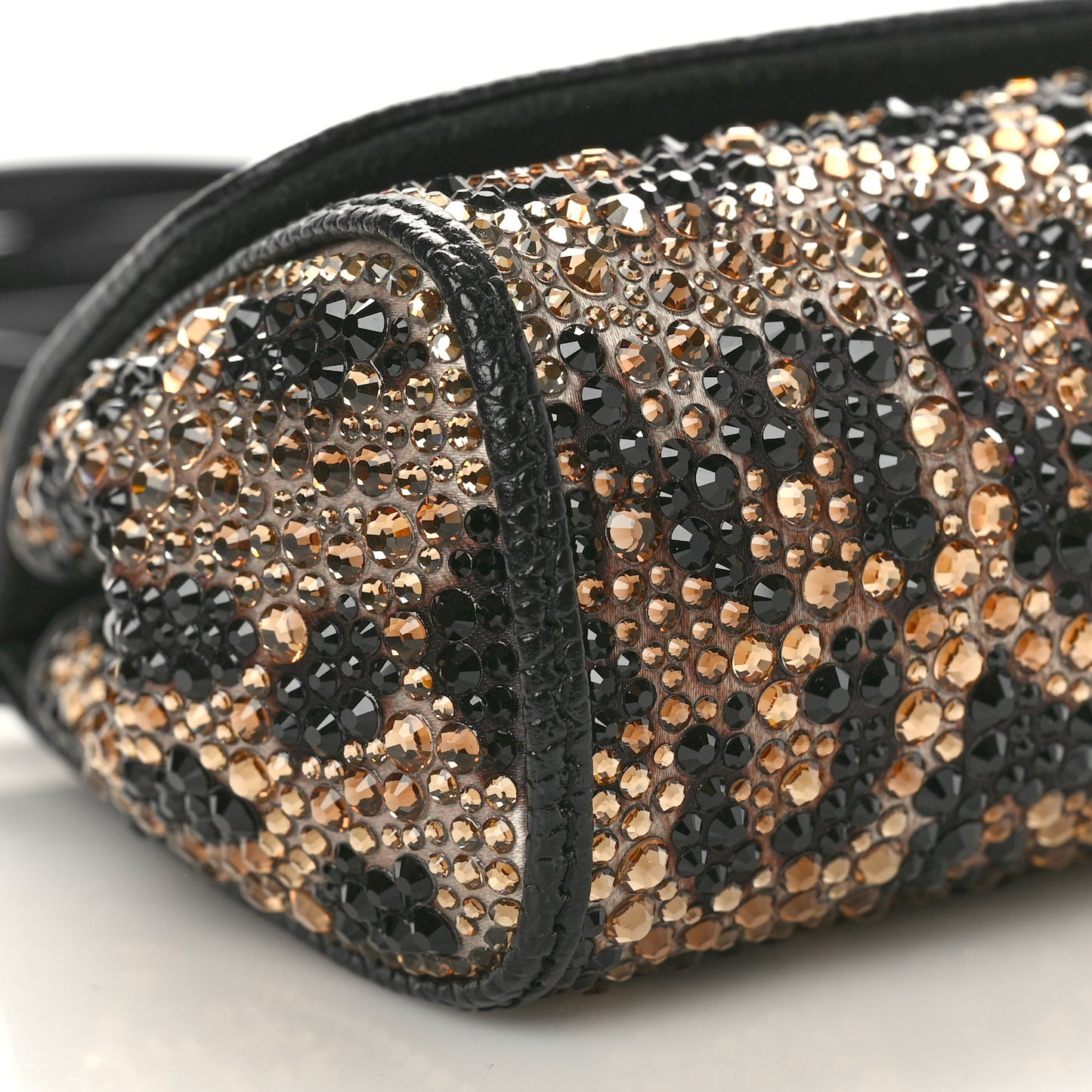 DOLCE GABBANA Satin Crystal Calfskin Iguana Embossed Small Miss Sicily Satchel Leopard