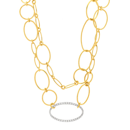 David Yurman 18K Yellow White Gold Diamond Mobile Link Chain Necklace 1 of 5
