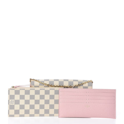 Louis Vuitton Damier Azur Pochette Felicie Chain Wallet Rose Ballerine 3 of 10