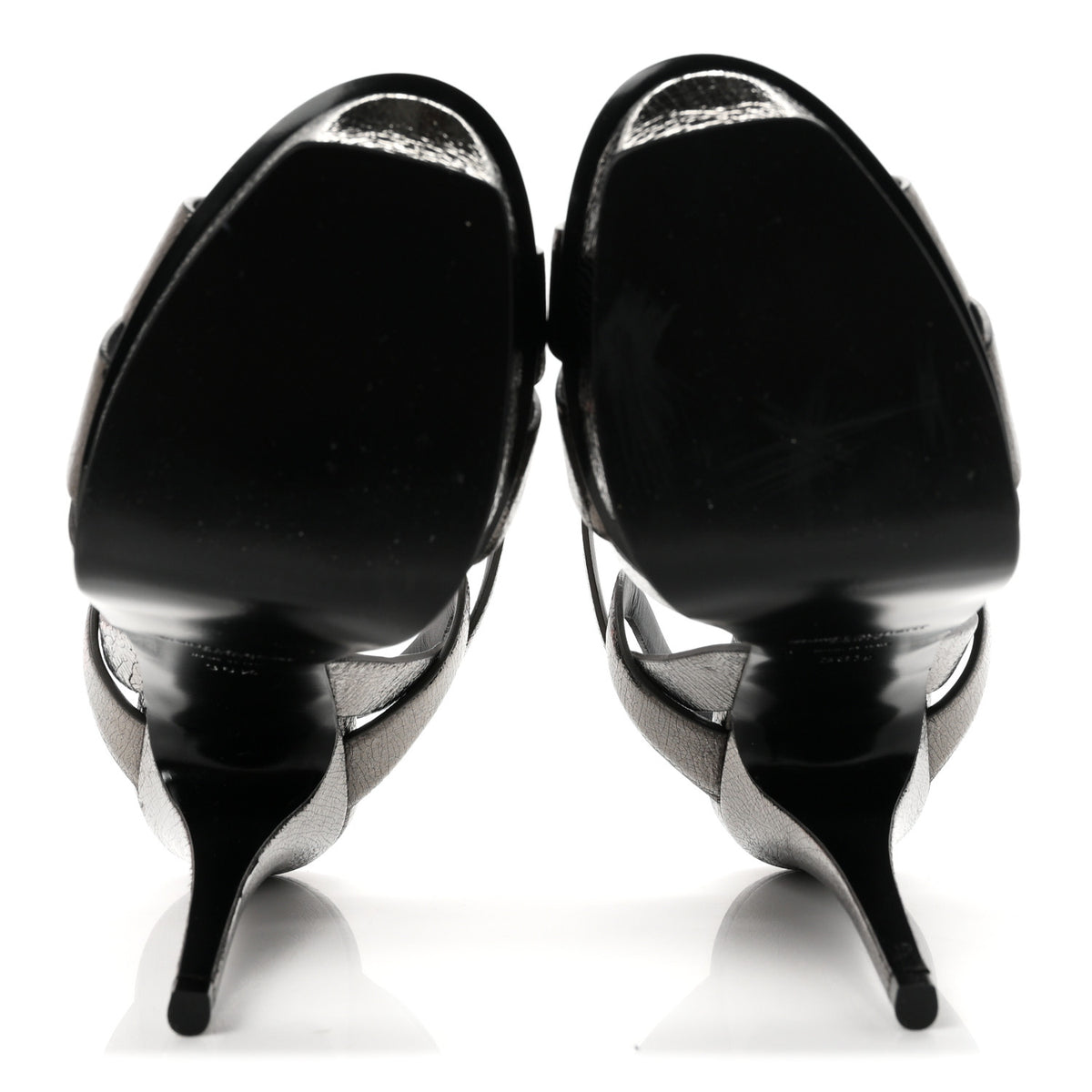 Saint Laurent Metallic Supercrack Calfskin Tribute 105 Platform Sandals 36.5 Gunmetal 6 of 9