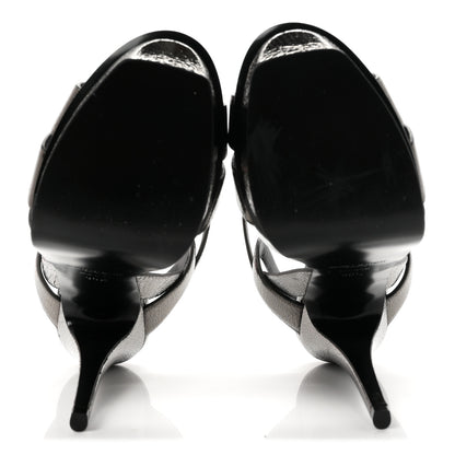 Saint Laurent Metallic Supercrack Calfskin Tribute 105 Platform Sandals 36.5 Gunmetal 6 of 9