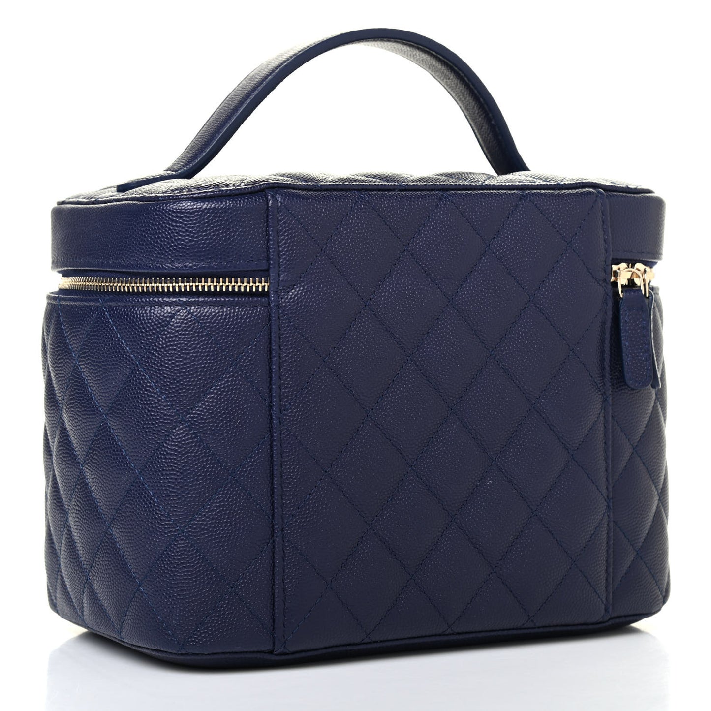 Caviar Quilted Large Vanity Pouch Navy