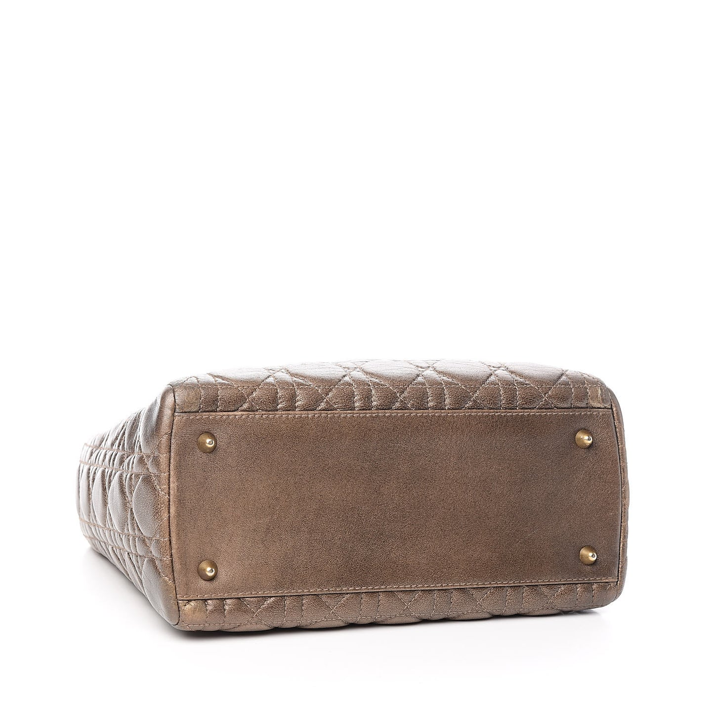 Metallic Lambskin Cannage Medium Lady Dior Bronze