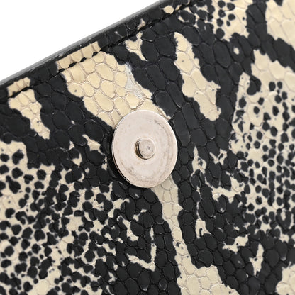 Saint Laurent Calfskin Snakeskin Embossed Classic Monogram Cassandre Clutch Beige Black 11 of 11