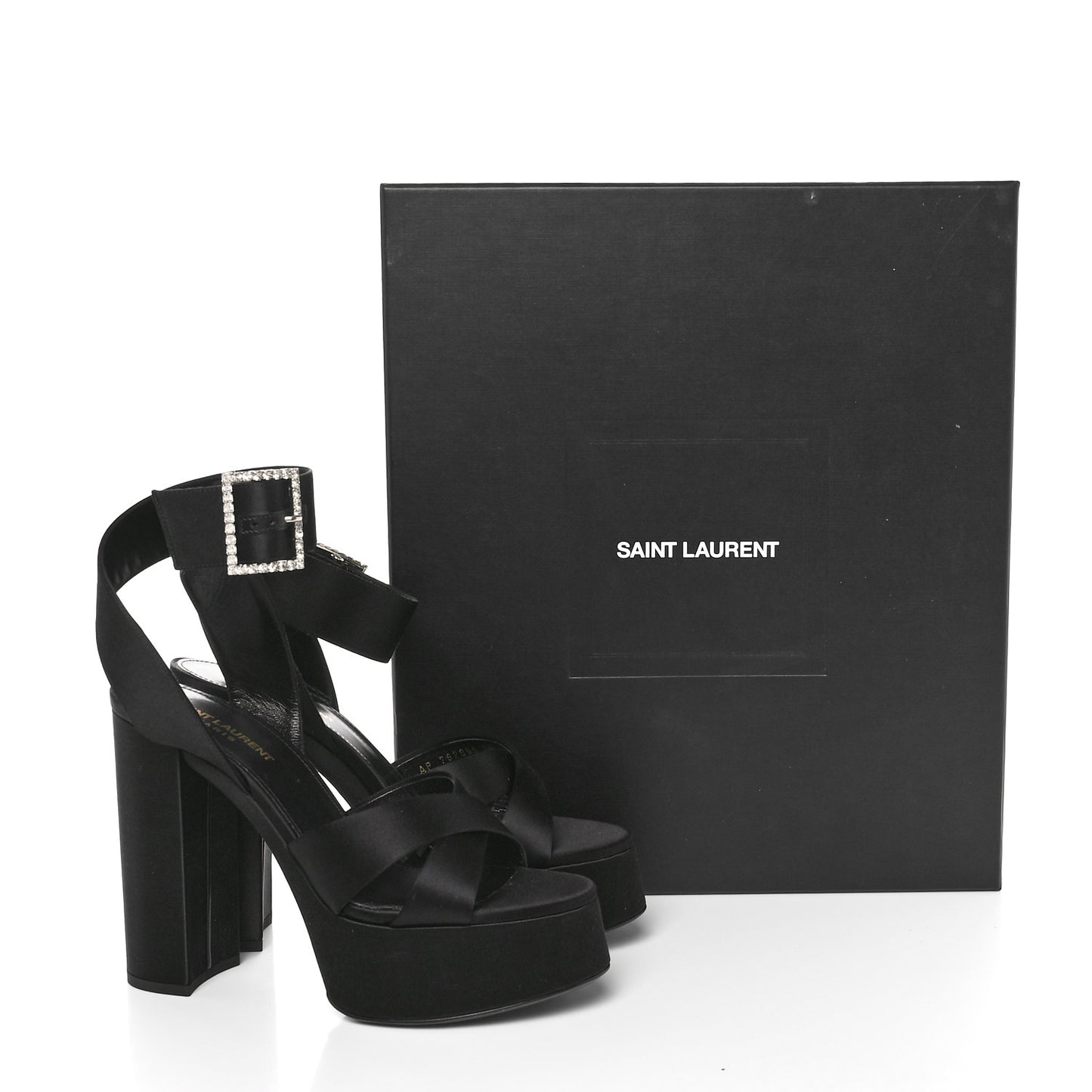 Satin Jota 85 Heaven Platform Sandals 38 Black