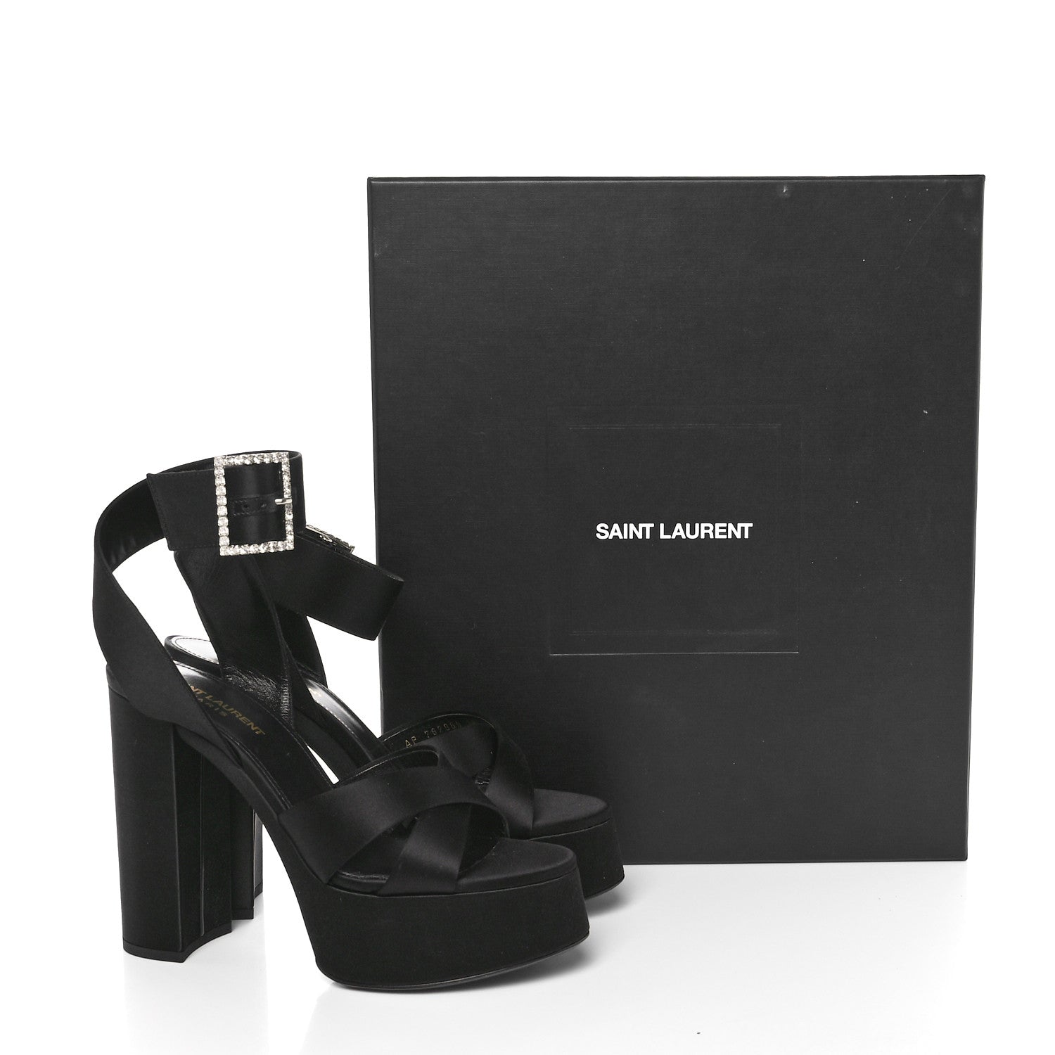 Saint Laurent Satin Jota 85 Heaven Platform Sandals 38 Black 8 of 8
