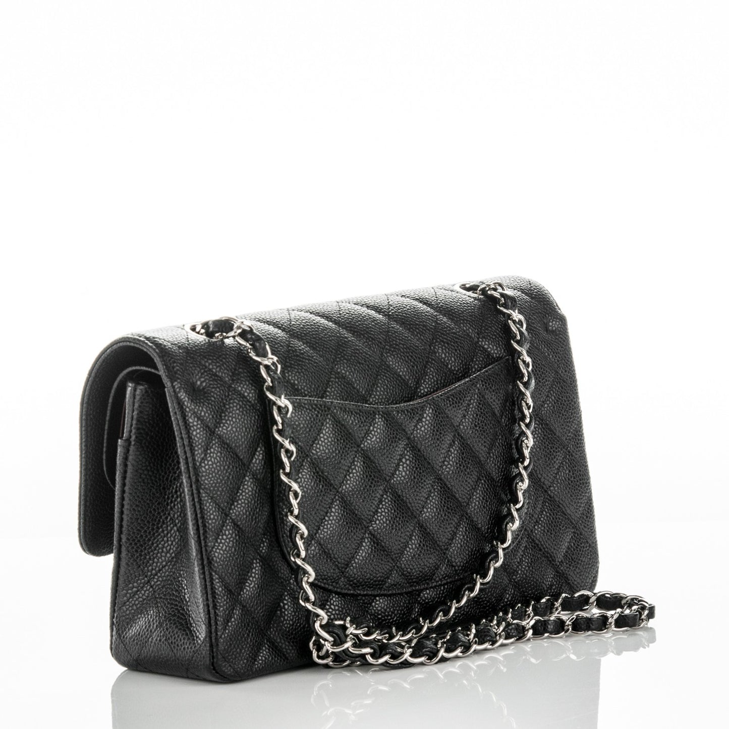 Caviar Quilted Medium Double Flap Black
