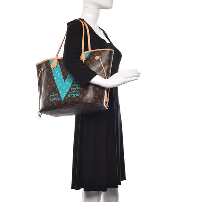 Louis Vuitton Monogram V Neverfull MM Turquoise 2 of 14