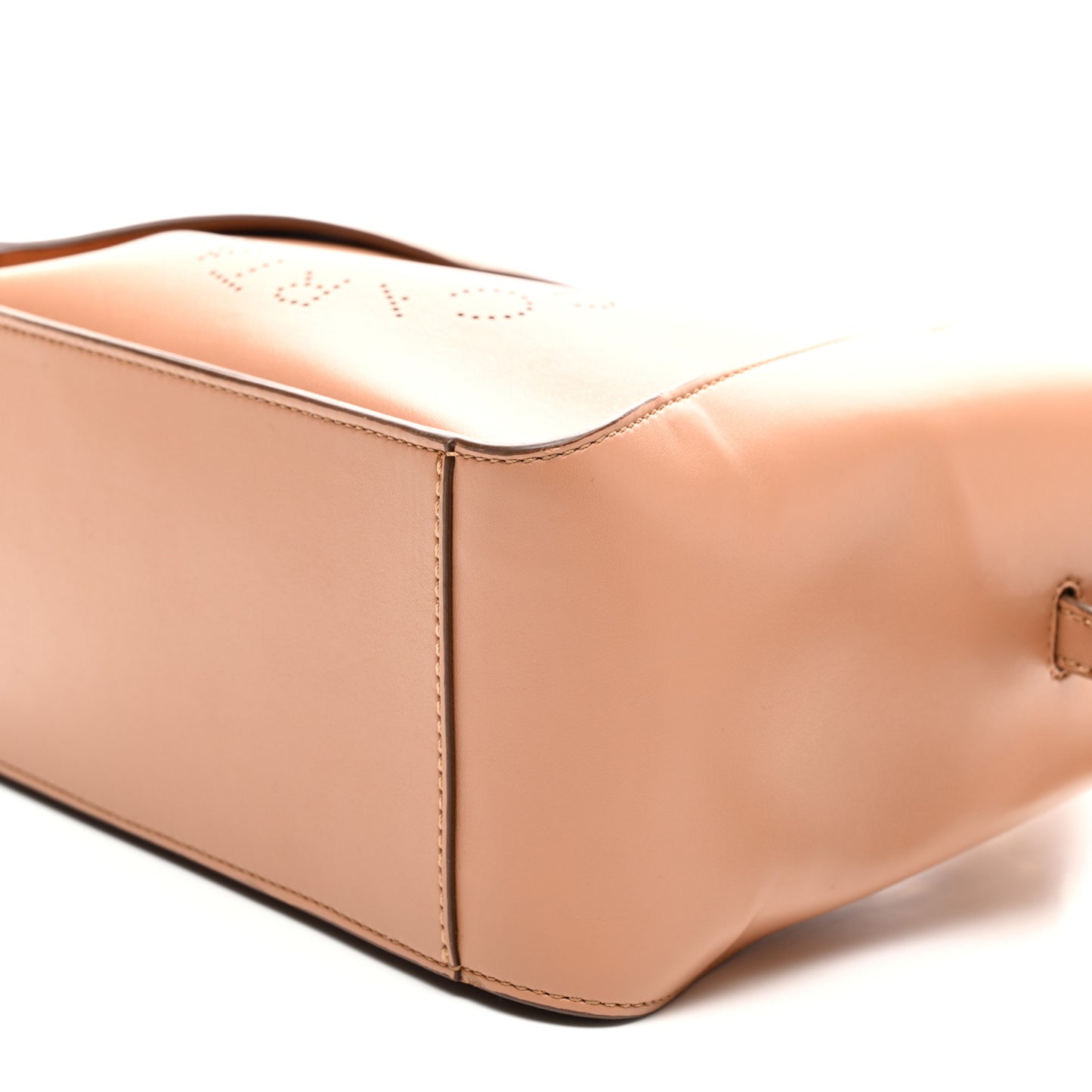 Eco Alter Nappa Perforated Logo Linea Shoulder Bag Camel