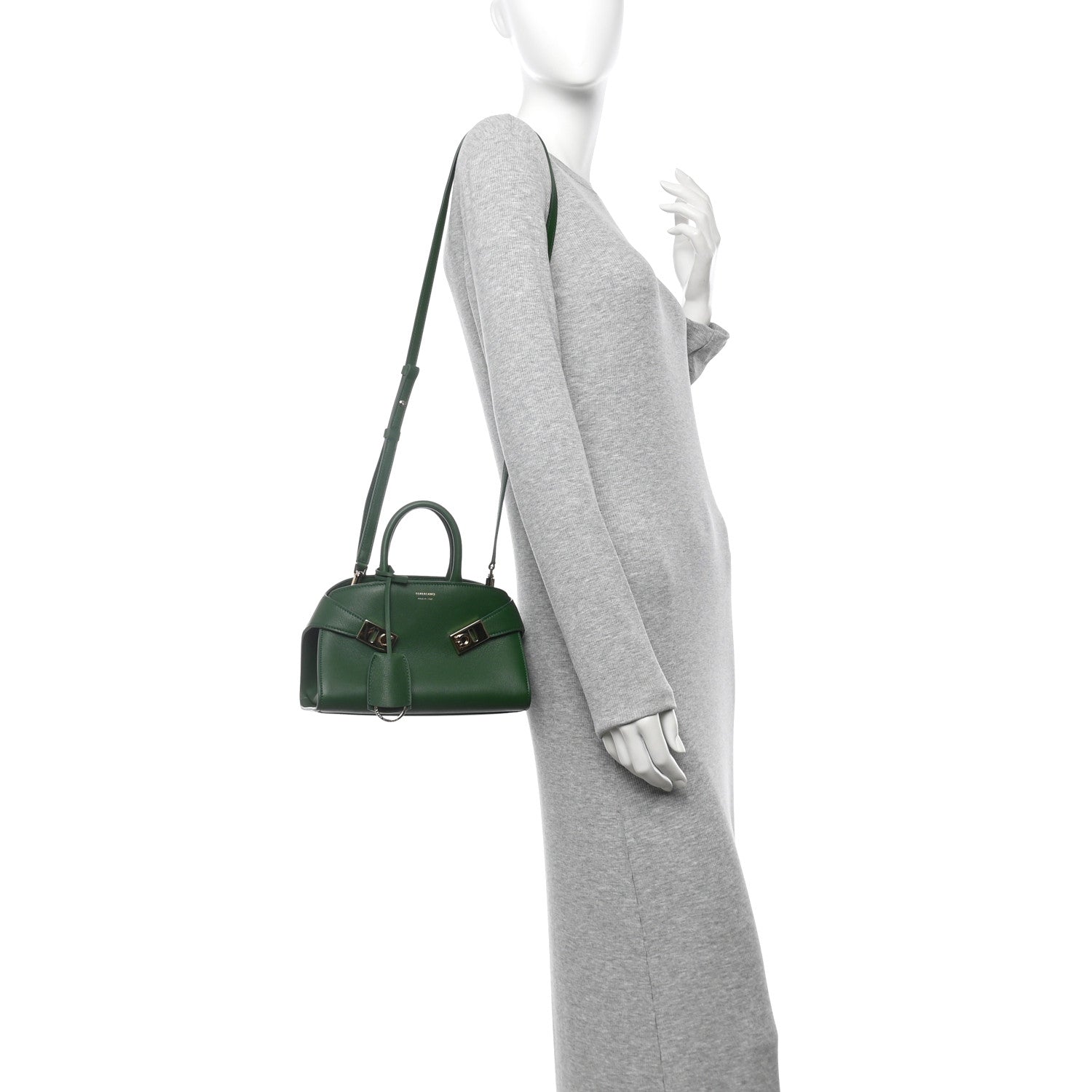 Salvatore Ferragamo Calfskin Mini Hug Bag Forrest Green 2 of 9