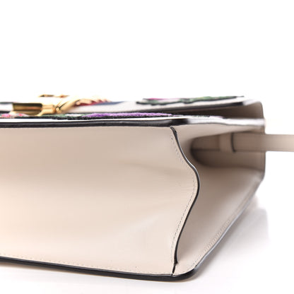 Gucci Calfskin Embroidered Medium Sylvie Top Handle Bag White 6 of 9