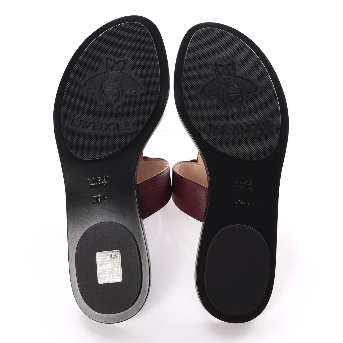 Calfskin GG Marmont Thong Sandals 39.5 Vintage Bordeaux