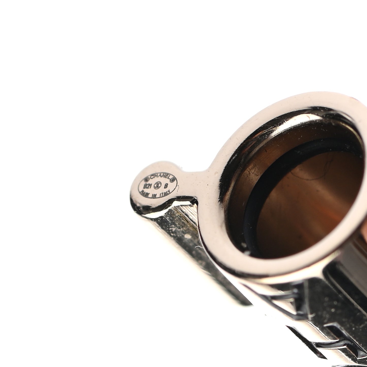 Metal Lambskin CC AirPods Necklace Gold Black