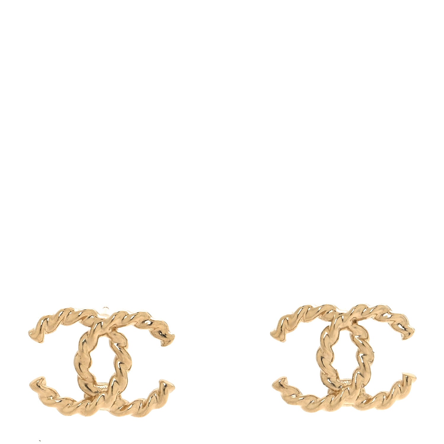 Chanel Twisted CC Earrings Light Gold 1 of 5