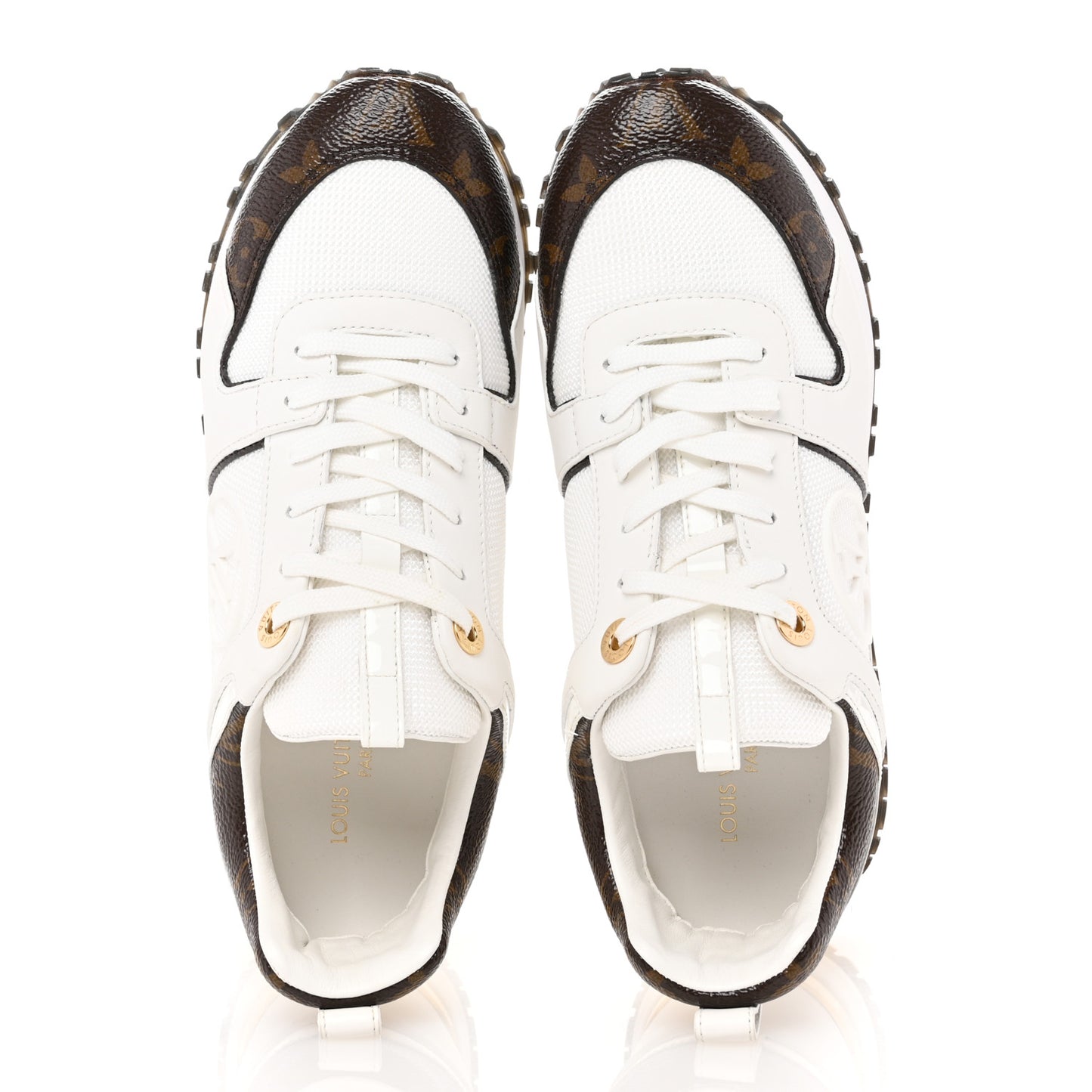 Calfskin Monogram Run Away Sneakers 36 White